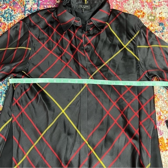 Rag and Bone Silk windowpane Edith Plaid blouse Size medium Tunic - Picture 15 of 16